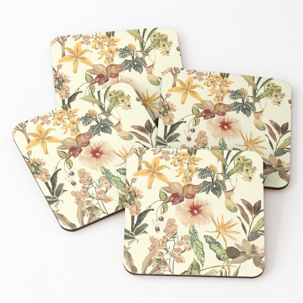 Item preview, Tropical night vintage wild pattern, palm tree, palm leaves and plant floral seamless border beige background. designed and sold by MatyKotiv.