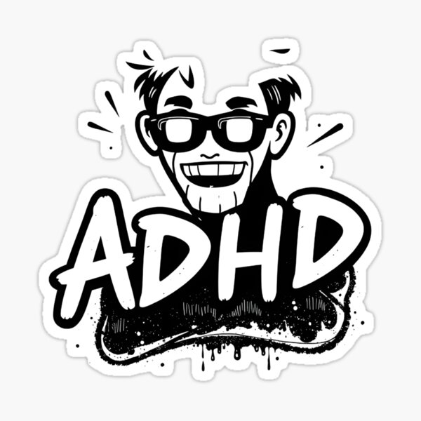 Item preview, ADHD graffiti comic style for neurodivergent people, white design. designed and sold by DarkMagicArt.
