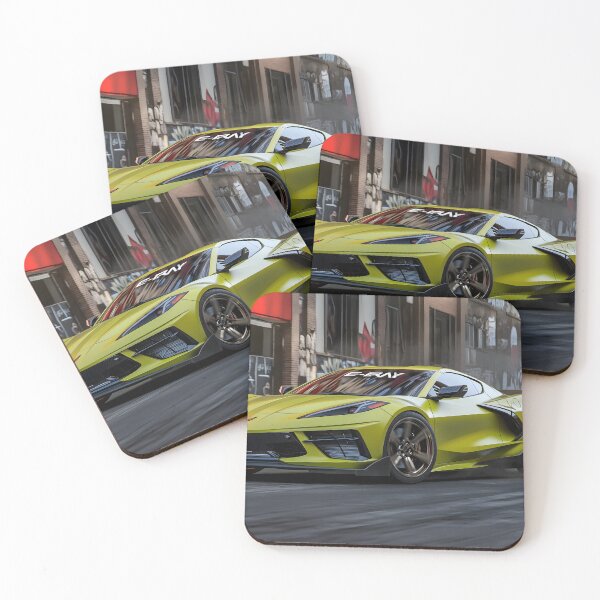 Item preview, Green Corvette E-Ray Poster – Electrified Muscle in Striking Green VII designed and sold by AutoPopStudio.