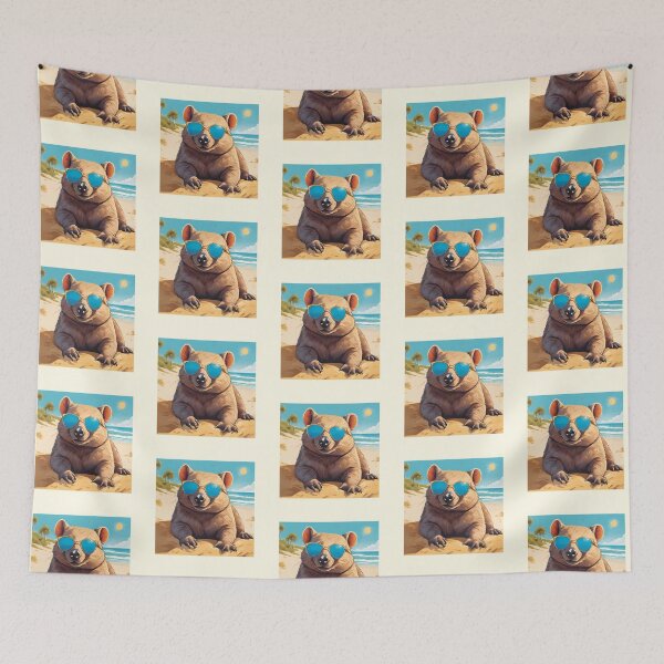 Item preview, Wombat Wearing Sunglasses On A Beach designed and sold by Fanverse Merchandise.