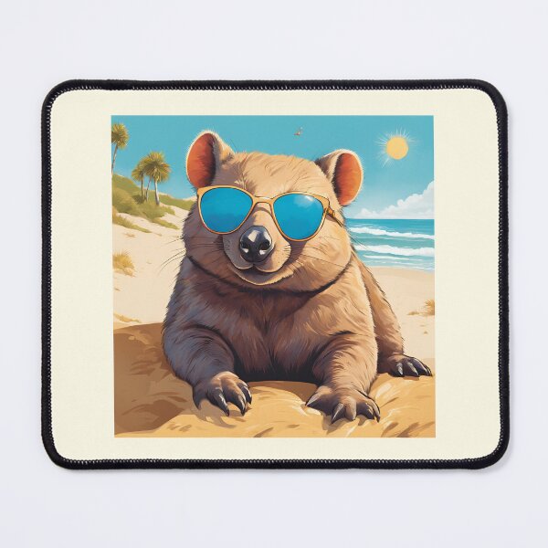 Item preview, Wombat Wearing Sunglasses On A Beach designed and sold by Fanverse Merchandise.