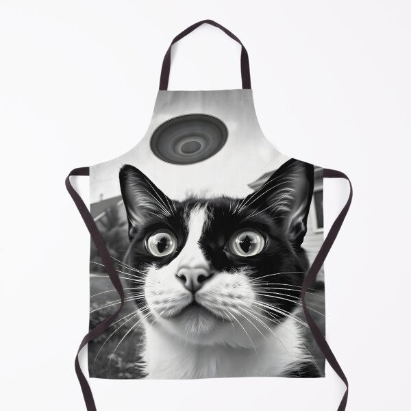 Item preview, Alien Invasion Cat Selfie: Black & White UFO Chaos & Feline Sass designed and sold by WAUZ.