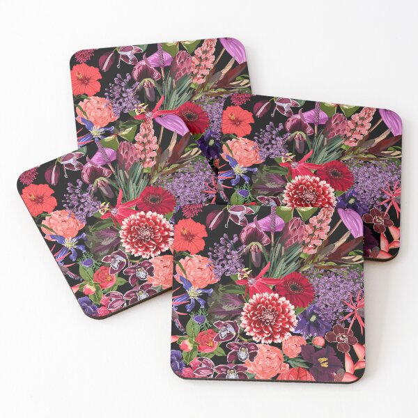 Item preview, Seamless floral pattern with violet red glossy protea and tropical flowers. designed and sold by MatyKotiv.