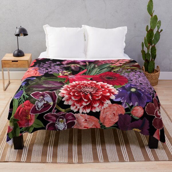 Item preview, Seamless floral pattern with violet red glossy protea and tropical flowers. designed and sold by MatyKotiv.