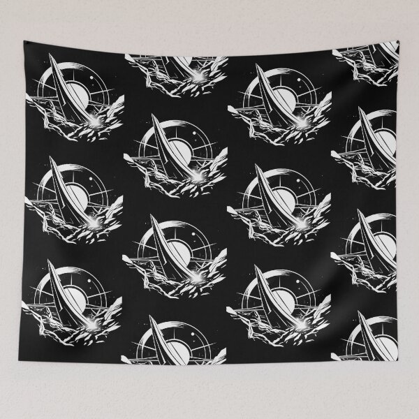 Item preview, Station Landscapes Art Space Exploration Visions Black White designed and sold by ART ATTACK ZONE.
