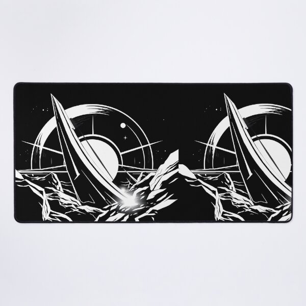 Item preview, Station Landscapes Art Space Exploration Visions Black White designed and sold by ART ATTACK ZONE.