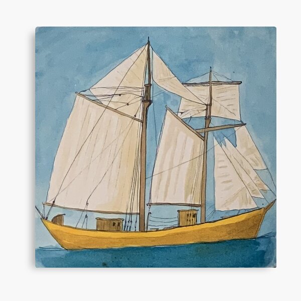 Item preview, Ship, Topsail Schooner, Ink Painting designed and sold by ElsaPeintures.