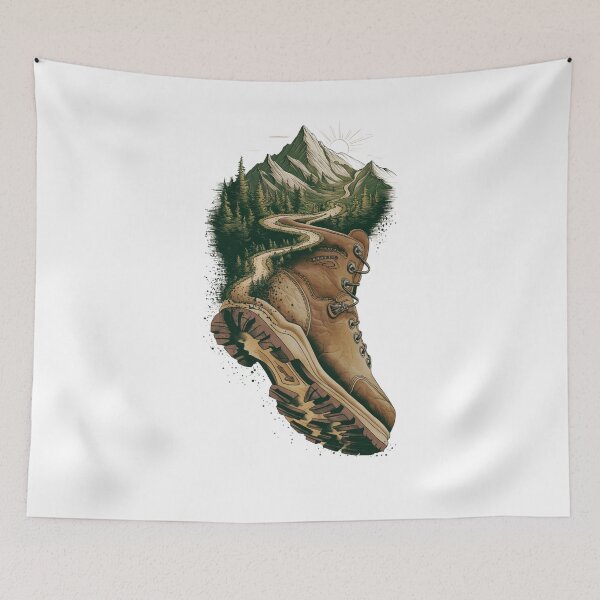 Item preview, Stylish Boots in Rustic Landscape - Fashionable Footwear Art Print | Boot Lover Design for Wall Decor designed and sold by joanwatson45.