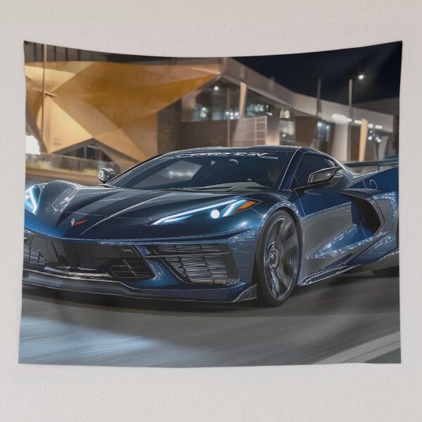 Item preview, Blue Corvette E-Ray Poster – Electrified Speed in Striking Blue VII designed and sold by AutoPopStudio.