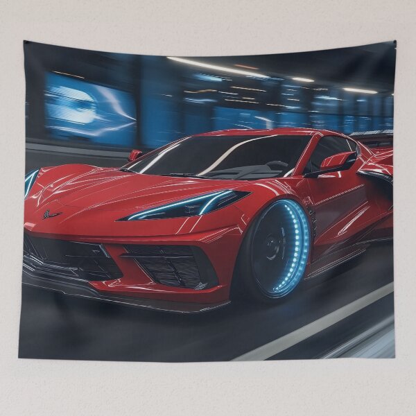 Item preview, Candy Apple Red Corvette E-Ray Poster – Electrified Performance in Stunning Red V designed and sold by AutoPopStudio.