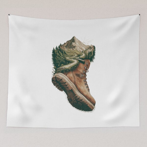 Item preview, Stylish Boots in Rustic Landscape - Fashionable Footwear Art Print | Boot Lover Design for Wall Decor designed and sold by joanwatson45.