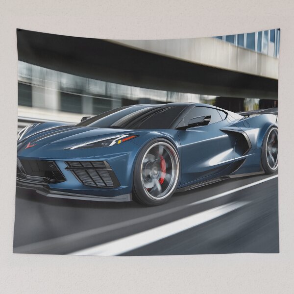 Item preview, Blue Corvette E-Ray Poster – Electrified Speed in Striking Blue VIII designed and sold by AutoPopStudio.