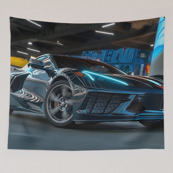 Item preview, Blue Corvette E-Ray Poster – Electrified Speed in Striking Blue IX designed and sold by AutoPopStudio.