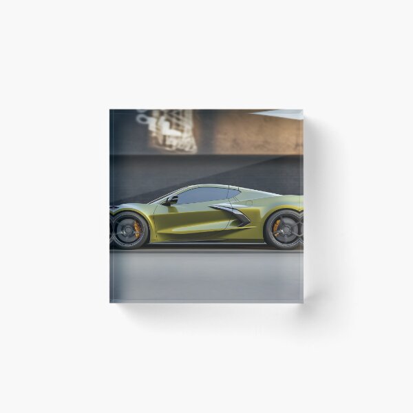 Item preview, Green Corvette E-Ray Poster – Electrified Muscle in Striking Green VIII designed and sold by AutoPopStudio.