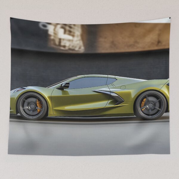 Item preview, Green Corvette E-Ray Poster – Electrified Muscle in Striking Green VIII designed and sold by AutoPopStudio.