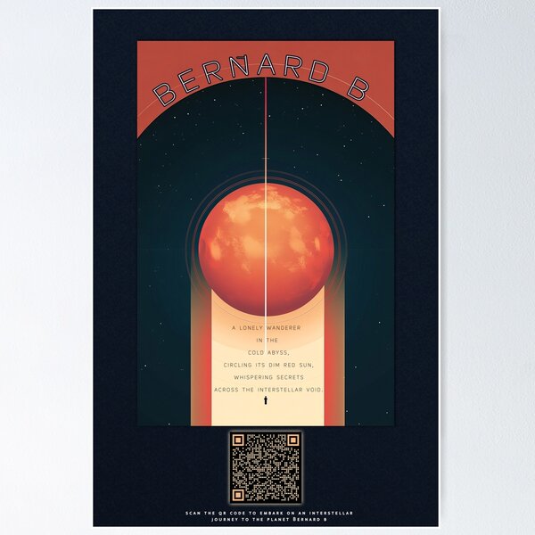 Item preview, Retro Sci-Fi Exoplanet Poster | Interactive QR Code designed and sold by FILMATIC.