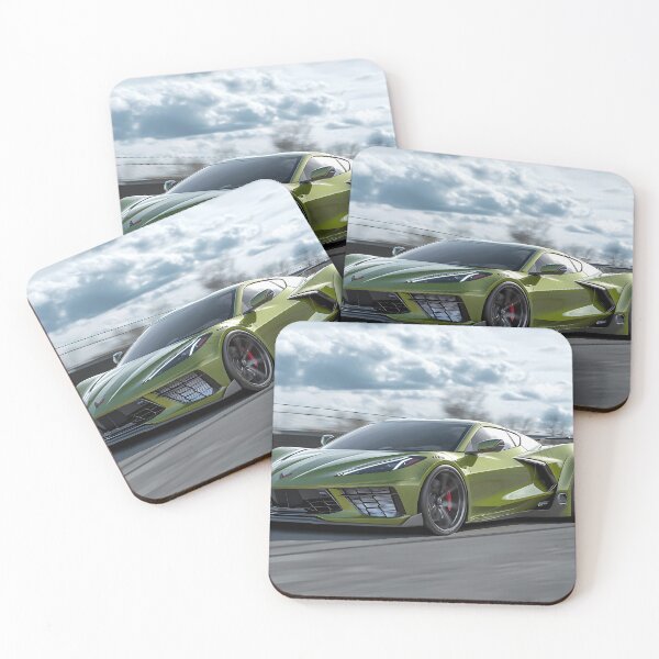 Item preview, Green Corvette E-Ray Poster – Electrified Muscle in Striking Green IX designed and sold by AutoPopStudio.