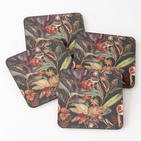 Item preview, Tropical vintage wild pattern, palm tree, orchid flowers and pomegranate fruit floral seamless border background. designed and sold by MatyKotiv.