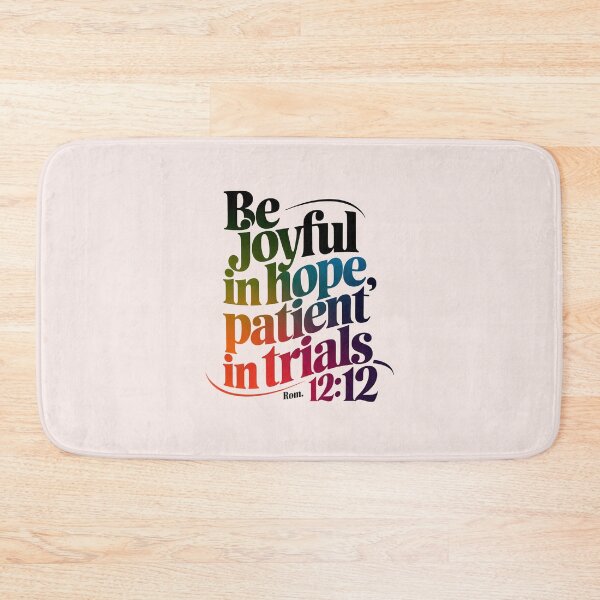 Item preview, Be Joyful in Hope, Patient in Trials – Romans 12:12 Christian Calligraphy Gradient Bible Verse designed and sold by  KnitLuv.
