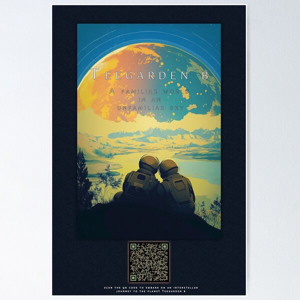 Item preview, Retro Sci-Fi Exoplanet Poster | Interactive QR Code designed and sold by FILMATIC.