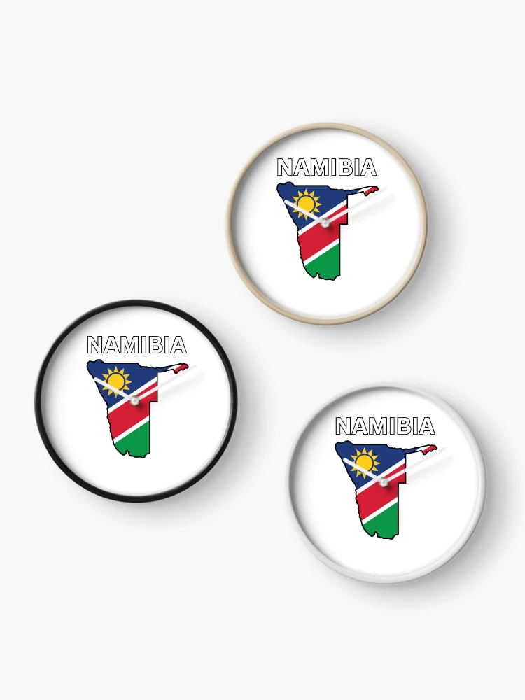 Thumbnail 3 of 4, Clock, Namibia Flag Map Design designed and sold by atomstartup.