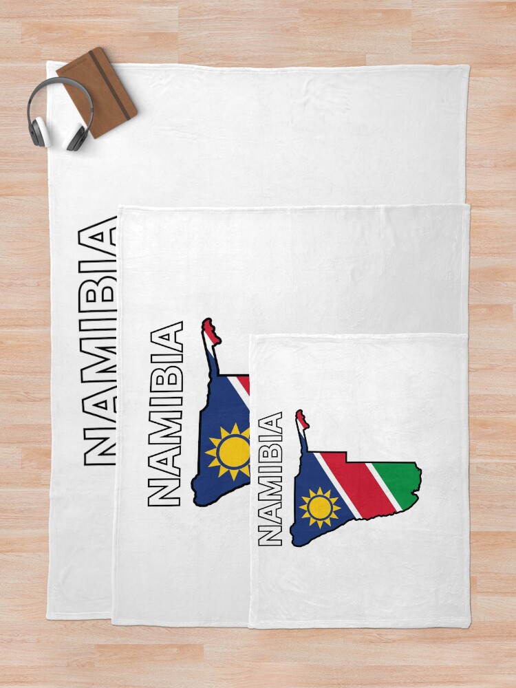 Thumbnail 5 of 6, Throw Blanket, Namibia Flag Map Design designed and sold by atomstartup.