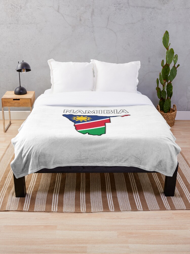 Thumbnail 1 of 6, Throw Blanket, Namibia Flag Map Design designed and sold by atomstartup.