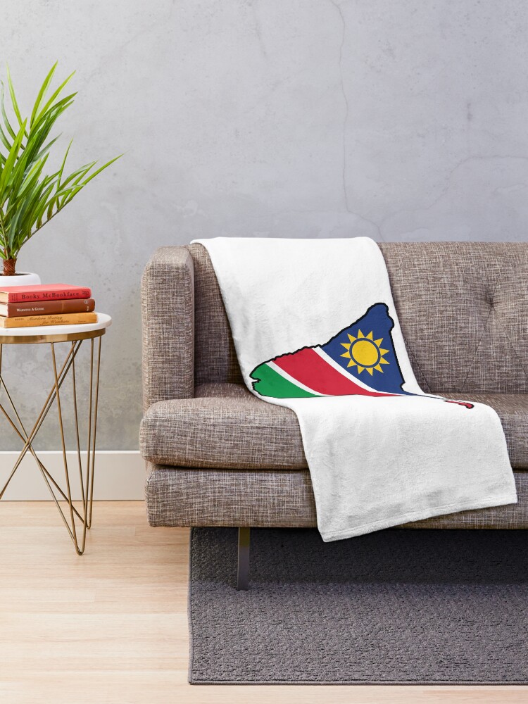 Thumbnail 2 of 6, Throw Blanket, Namibia Flag Map Design designed and sold by atomstartup.