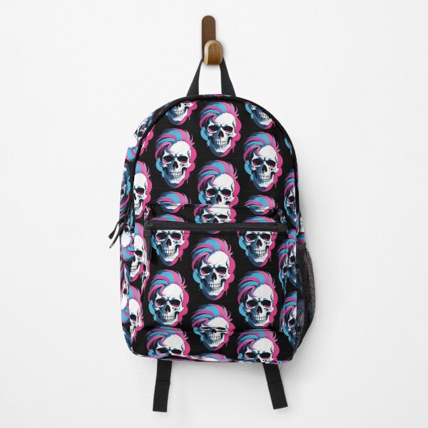 Item preview, Skull with pink and blue hair designed and sold by SimoesArtistry.