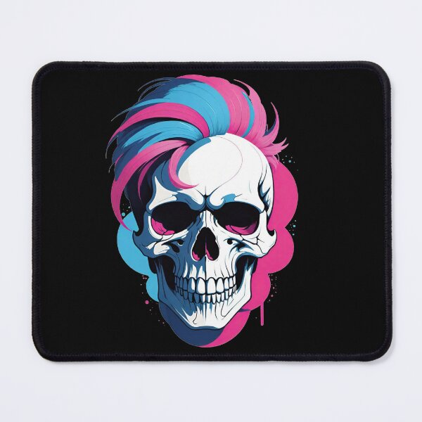 Item preview, Skull with pink and blue hair designed and sold by SimoesArtistry.