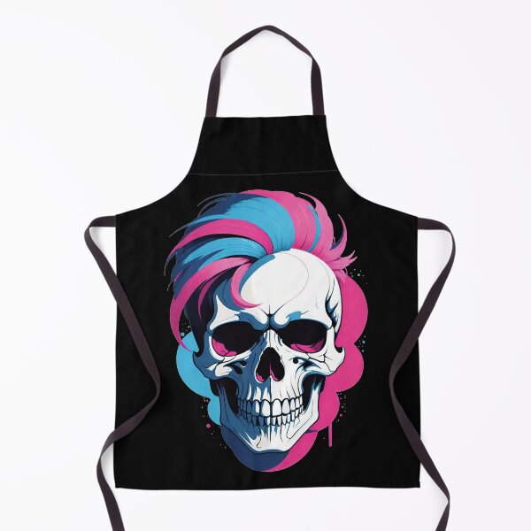 Item preview, Skull with pink and blue hair designed and sold by SimoesArtistry.