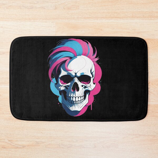 Item preview, Skull with pink and blue hair designed and sold by SimoesArtistry.