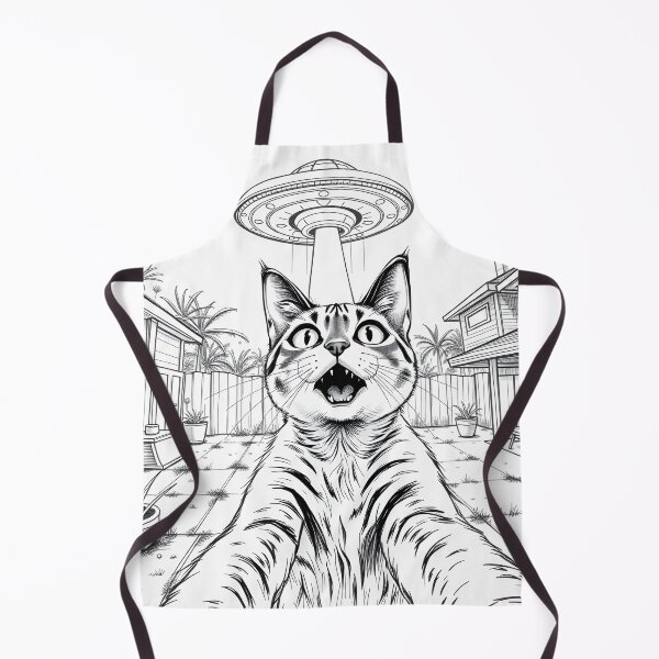 Item preview, Minimalist Comic Art: Sassy Cat + Sneaky UFO – Black Outline Vibes designed and sold by WAUZ.