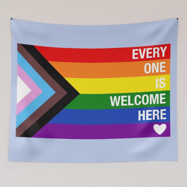 Item preview, Everyone is Welcome Here - Progress Pride Flag LGBTQ designed and sold by nukartDesigns.