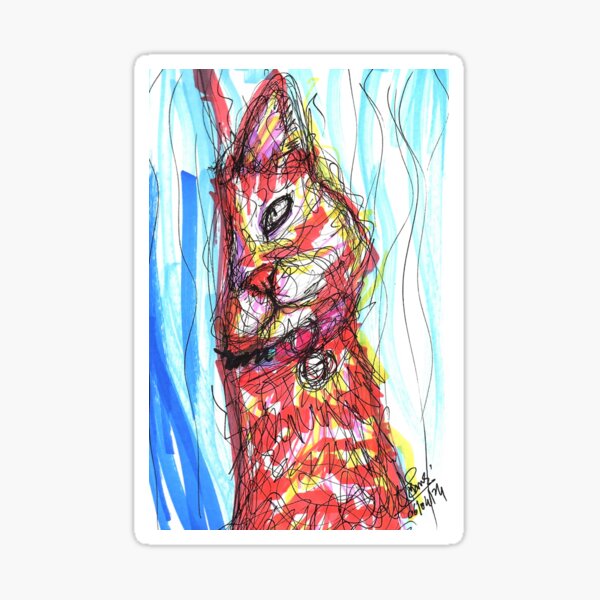 Item preview, Fiery Feline – Expressive Scribble Art with Bold Colors designed and sold by DipakSonarArt.