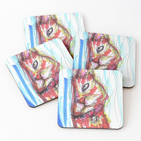 Item preview, Fiery Feline – Expressive Scribble Art with Bold Colors designed and sold by DipakSonarArt.