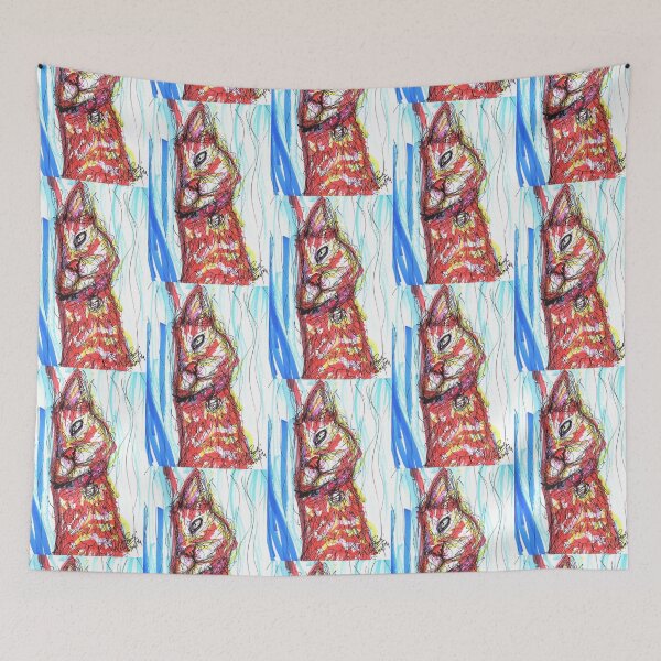Item preview, Fiery Feline – Expressive Scribble Art with Bold Colors designed and sold by DipakSonarArt.