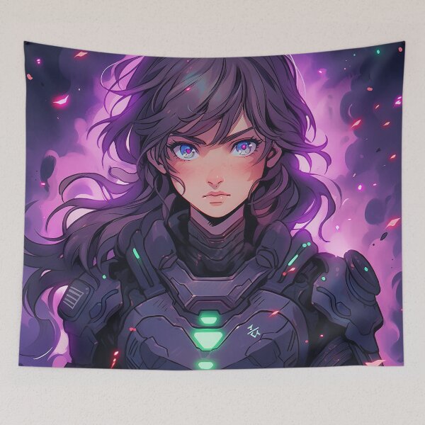 Item preview, Futuristic Cyberpunk Warrior Anime Girl designed and sold by bubblegoth.