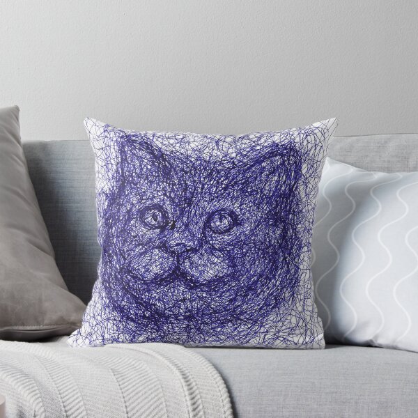 Item preview, Deep Gaze – Scribbled Cat in Blue Ink designed and sold by DipakSonarArt.