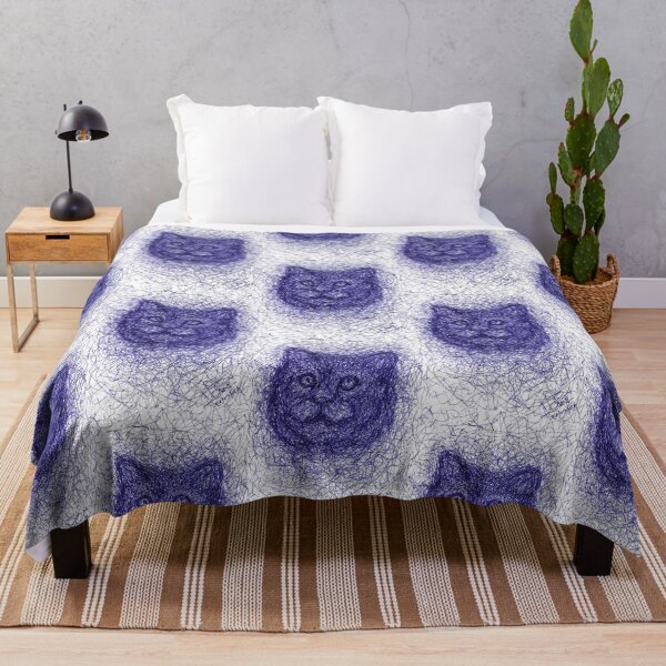 Item preview, Deep Gaze – Scribbled Cat in Blue Ink designed and sold by DipakSonarArt.