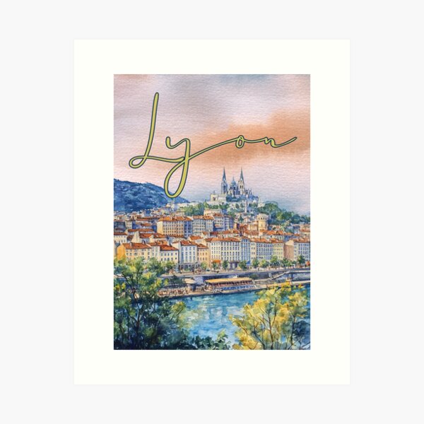 Artikel-Vorschau von Aquarell-Stadtbild am Flussufer von Lyon Poster, designt und verkauft von TuncGK.