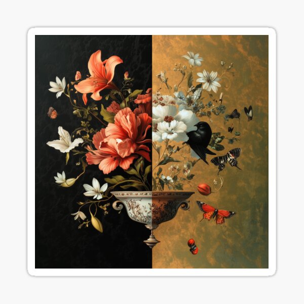 Item preview, Duality in Bloom: Light and Shadow, Metal Print, Prints, designed and sold by regiaart.