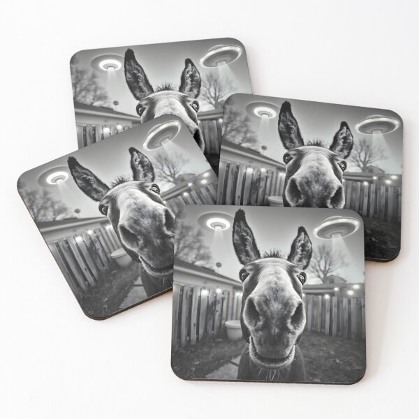 Item preview, UFO Photobomb Pro: Sass-Packed Donkey Selfie in Authentic B&W designed and sold by WAUZ.