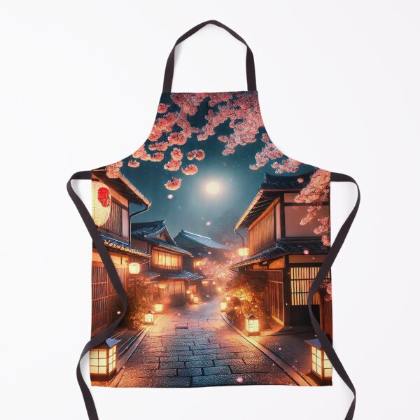 Item preview, Enchanting Traditional Japanese Street at Cherry Blossom Twilight designed and sold by NihonKamonScape.