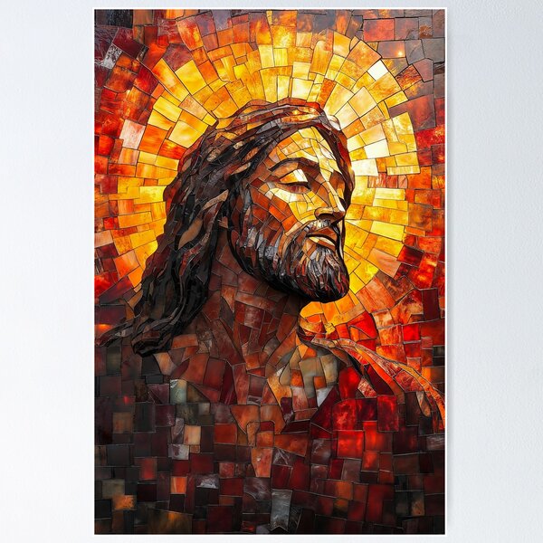 Item preview, Jesus Christ Stained Glasss Mosaic Art designed and sold by AdamesArtStudio.