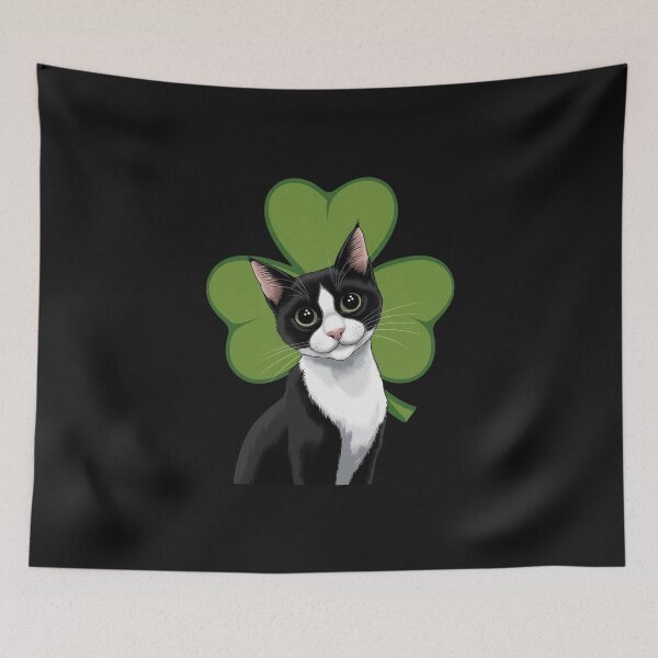 Item preview, Funny Black Cat Boy St Patrick day Shamrock Tuxedo Cat Lover designed and sold by TalalosART.