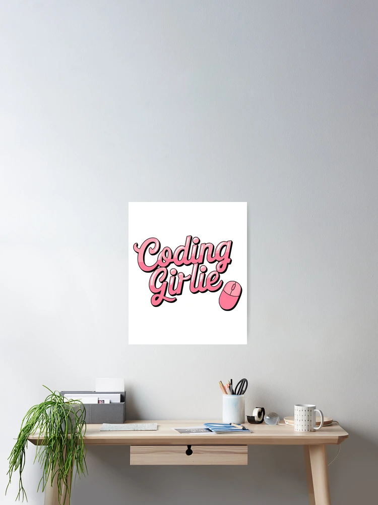 Thumbnail 2 von 3, Poster, Coding Girlie! Rosa Computermaus designt und verkauft von PMCreative.