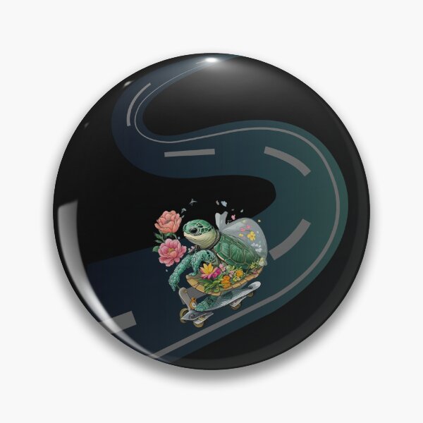 Item preview, Skateboarding Turtle with Flowers – Cute and Playful Design designed and sold by GrafiShop.