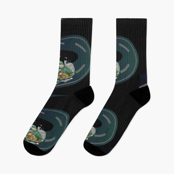 Item preview, Skateboarding Turtle with Flowers – Cute and Playful Design designed and sold by GrafiShop.