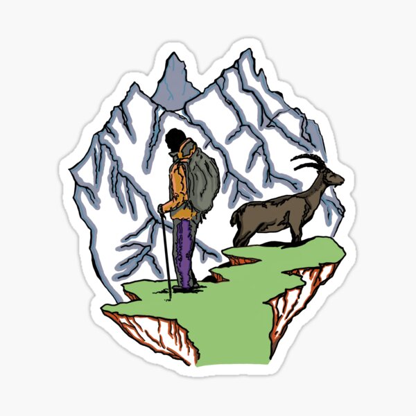Item preview, Man and mountain goat in high mountains designed and sold by Helenart-D.